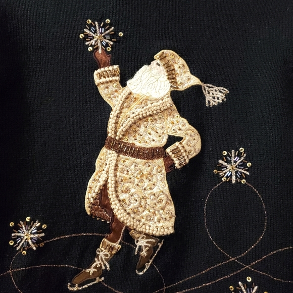 Talbots - Skating Santa - Christmas Sweater - Petite S - Picture 2 of 10